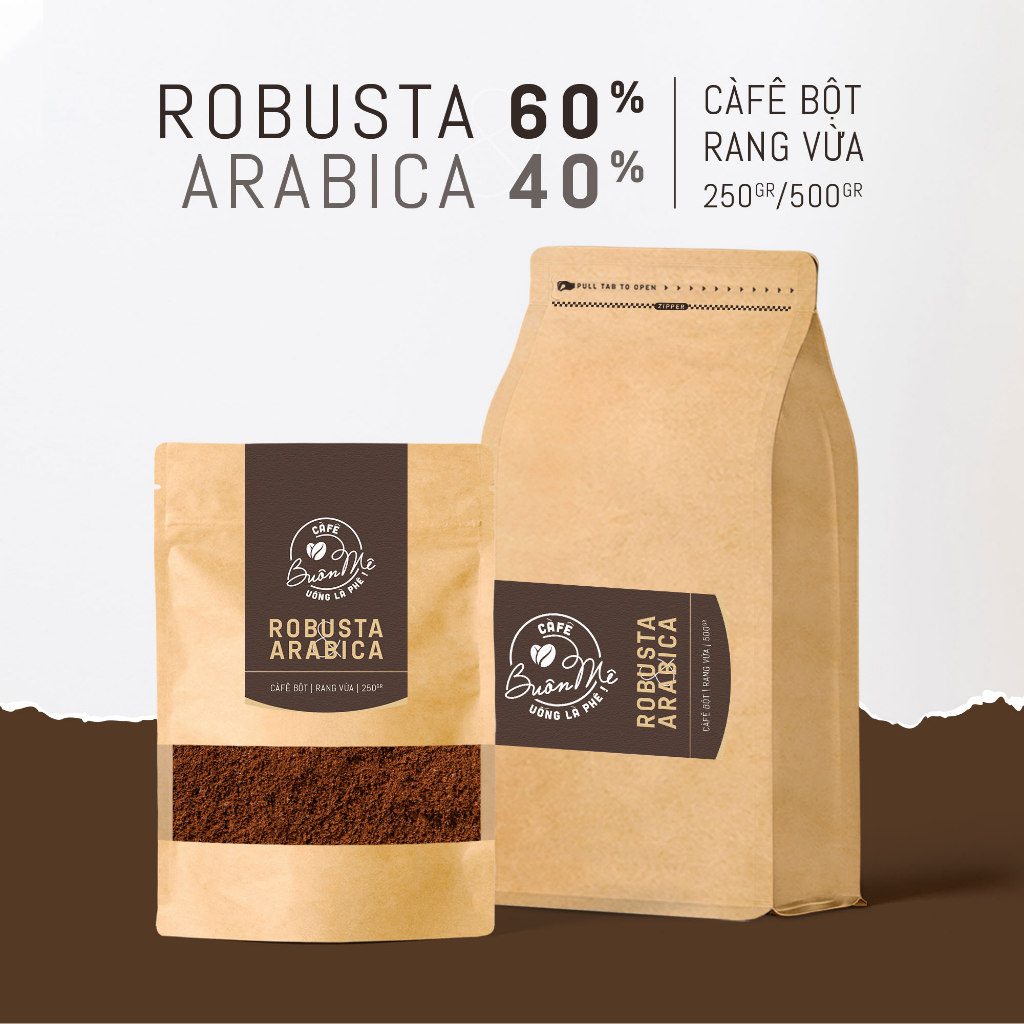 挽いたコーヒー (ロブスタ 60 混合アラビカ 40) ロースト ピュア ラスティック 69 BUON ME 500g 機械抽出