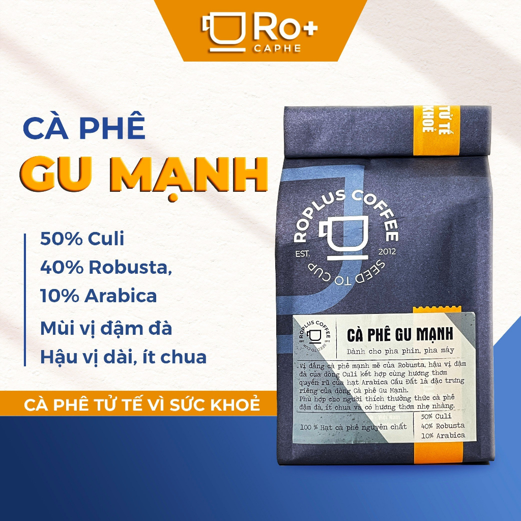 Gu Manh Pure Coffee Roasted with Moc - 機械抽出コーヒー - 芳醇な香りの苦味、Roplus Coffee - 250gr - 丸ごと豆