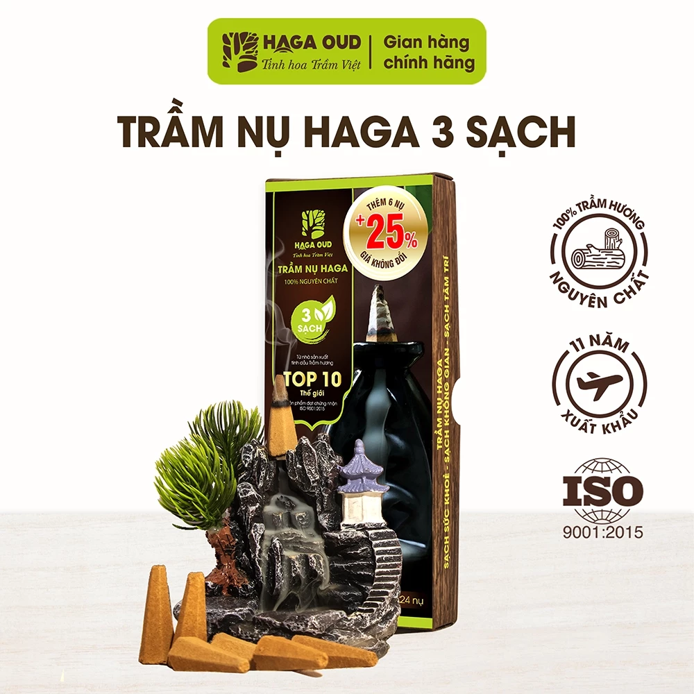 HAGA 3クリーン 純粋沈香つぼみ線香 100%天然成分 空間浄化・癒し 甘く温かい香り