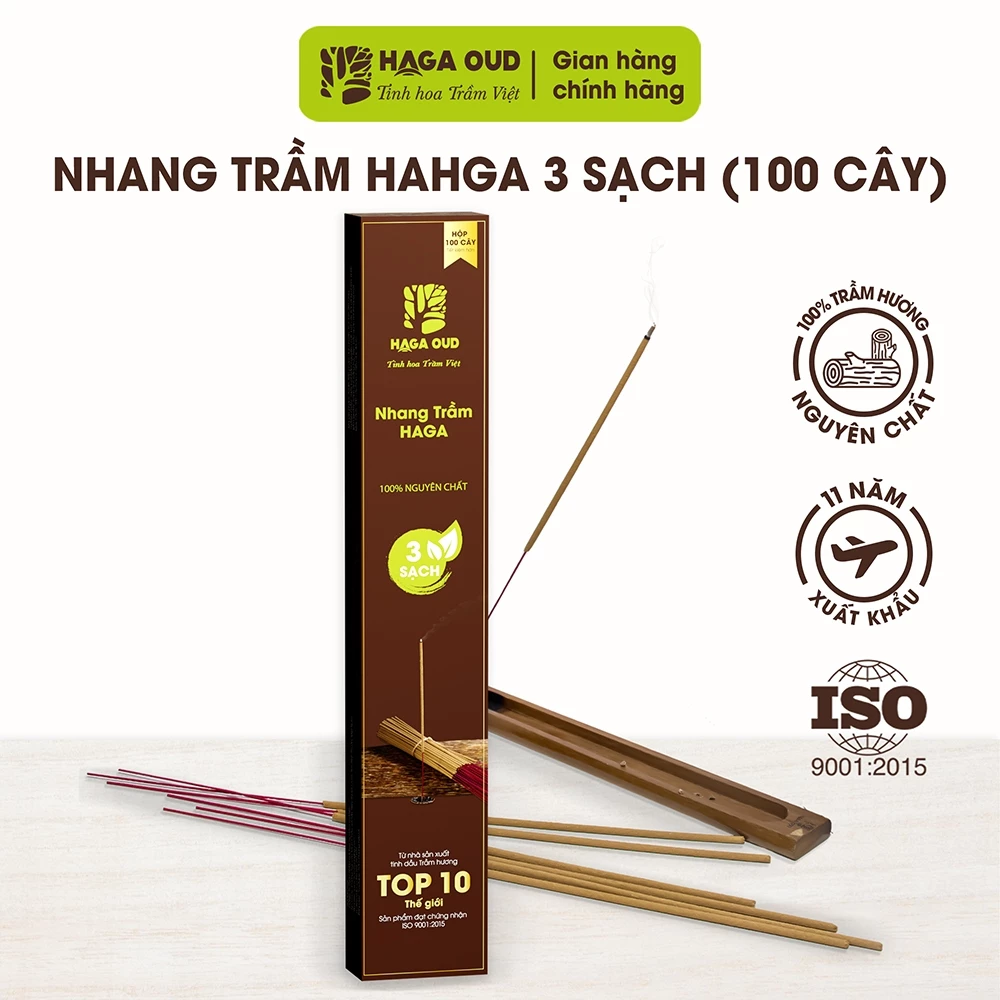 HAGA 3クリーン 沈香線香 100本入 (30cm/40cm) - 煙が少なく目に優しい、安心安全な甘く温かい香り