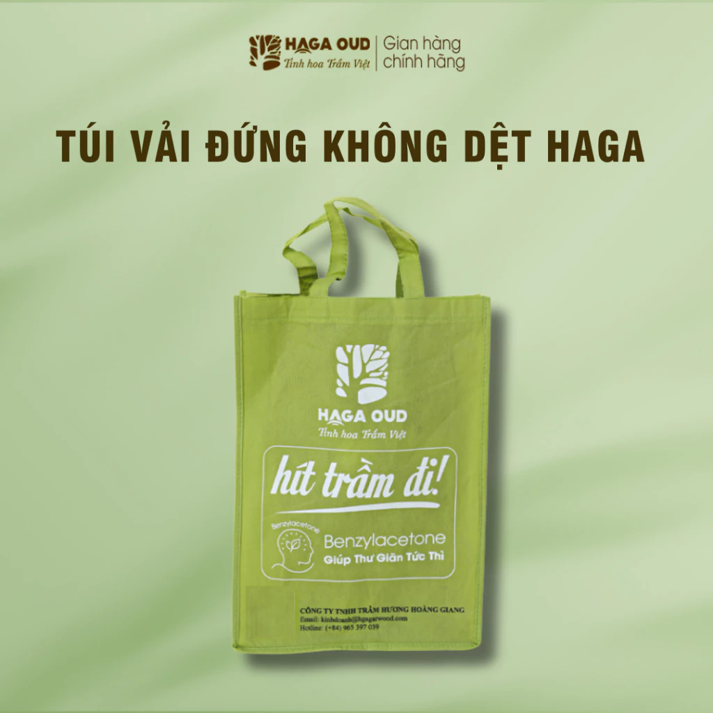 HAGA沈香ロゴ入り エコ不織布トートバッグ | 環境に優しい多目的収納バッグ | 29x41x8cm