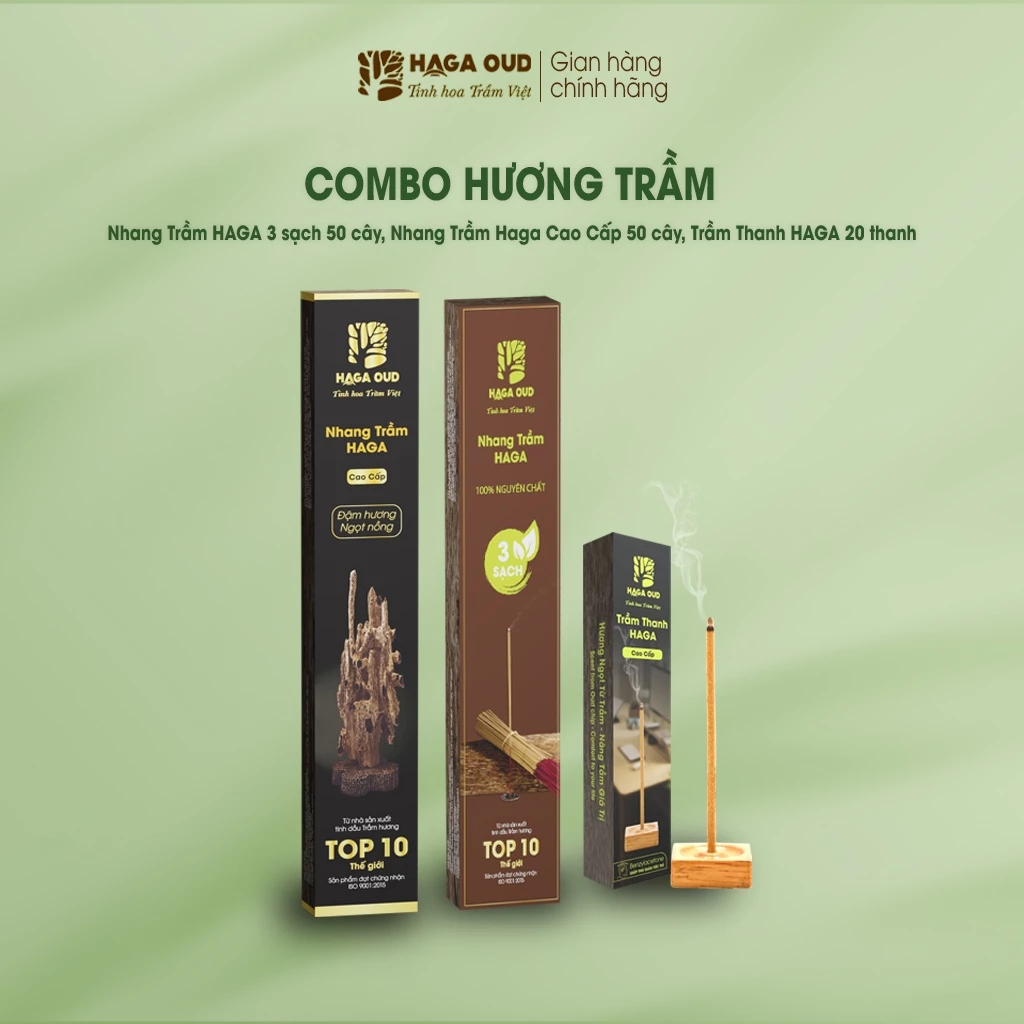 HAGA沈香インセンスコンボ：3クリーン線香、プレミアム線香、沈香スティック20本入りセット