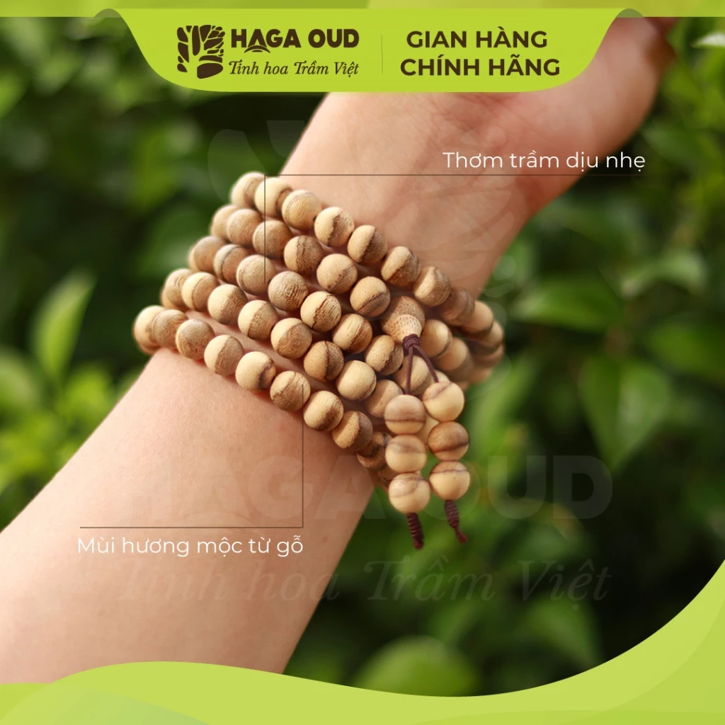 沈香数珠ブレスレット HAGA木製 穏やかな香り 風水 財運 108粒 (6mm/8mm)