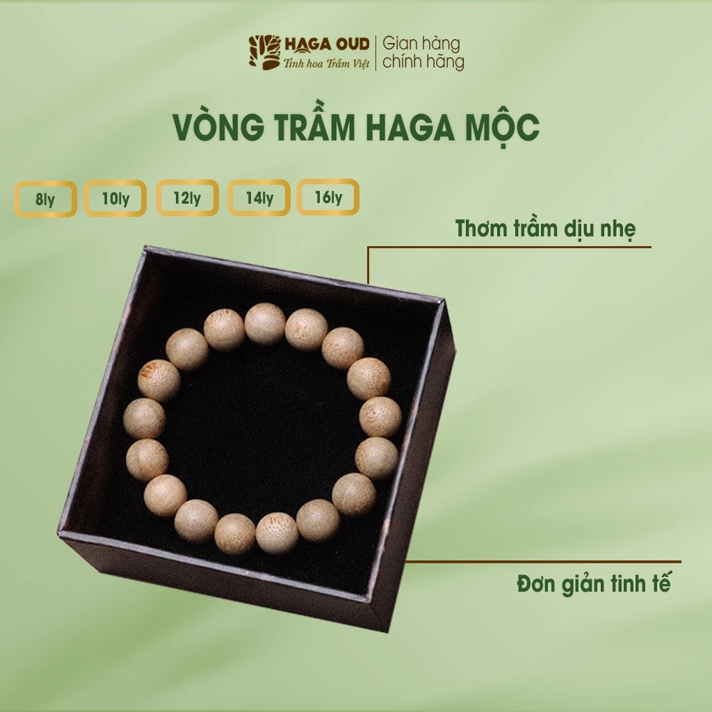 HAGA天然沈香木ブレスレット 8-16mm | 100%本物沈香 邪気払い 金運アップ 優しい香り