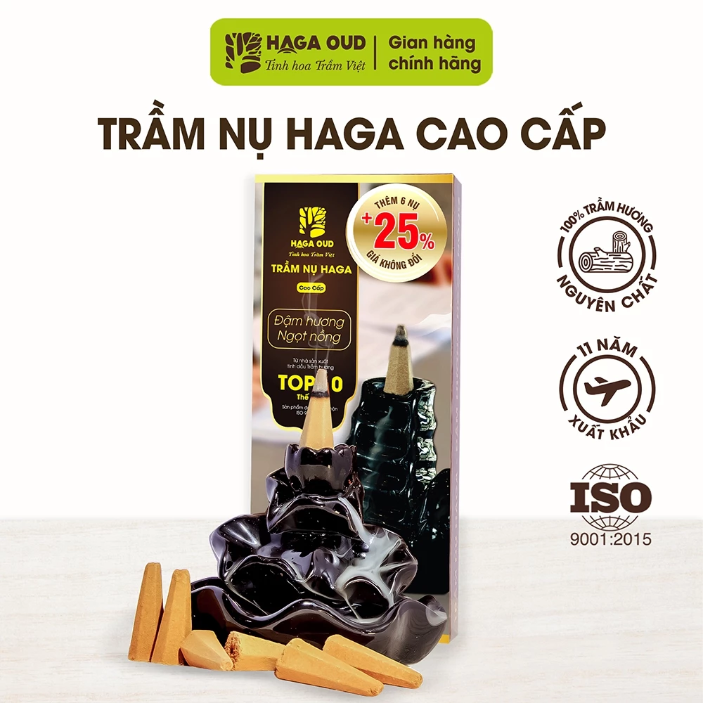 HAGA最高級 沈香コーン香 100%天然アガーウッド使用 甘く温かい香り 空間浄化 玄関瞑想用 ギフトにも最適