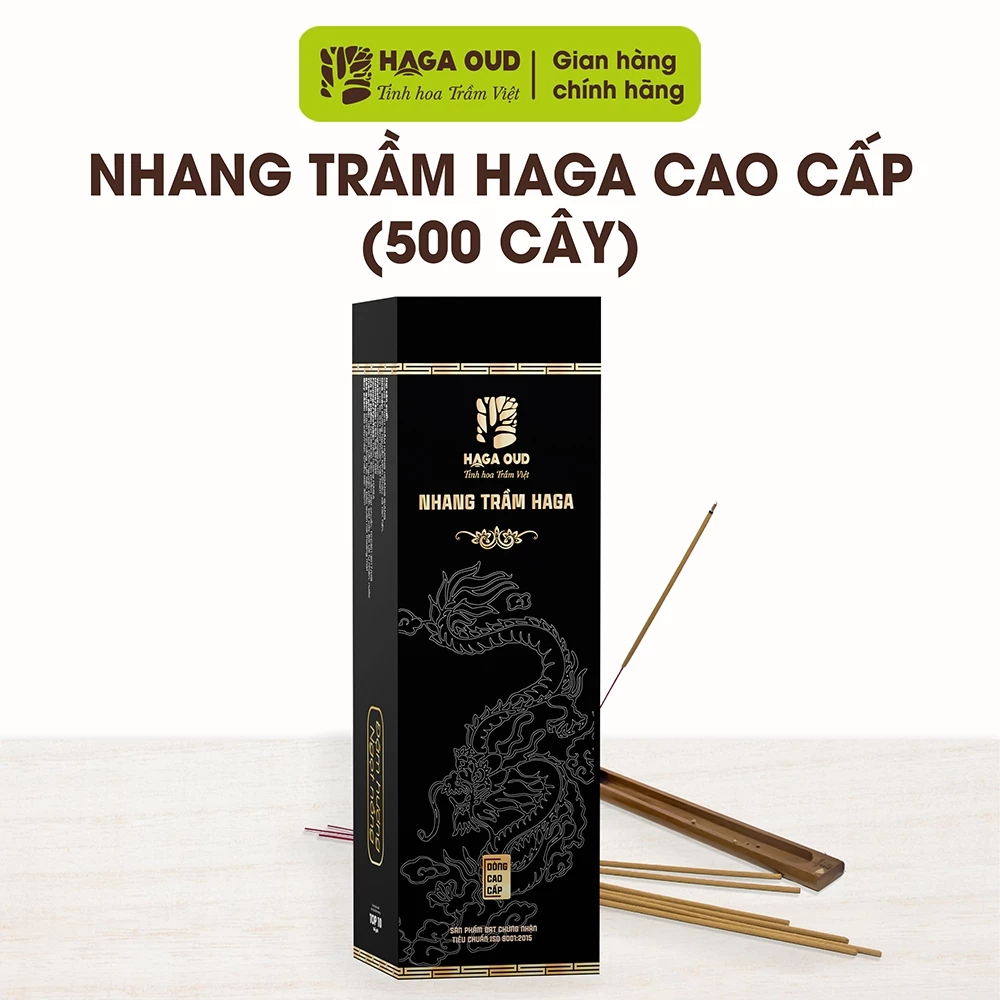 HAGA高級沈香線香 500本入り (30cm) - 100%天然沈香粉使用、煙が少なく目に優しい、至高の香り