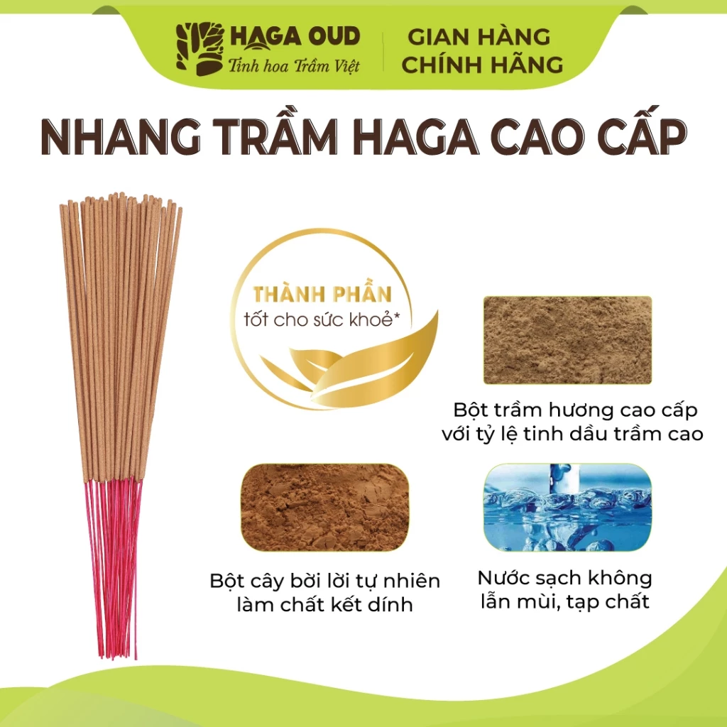 HAGA高級沈香線香 500本入り (30cm) - 100%天然沈香粉使用、煙が少なく目に優しい、至高の香り