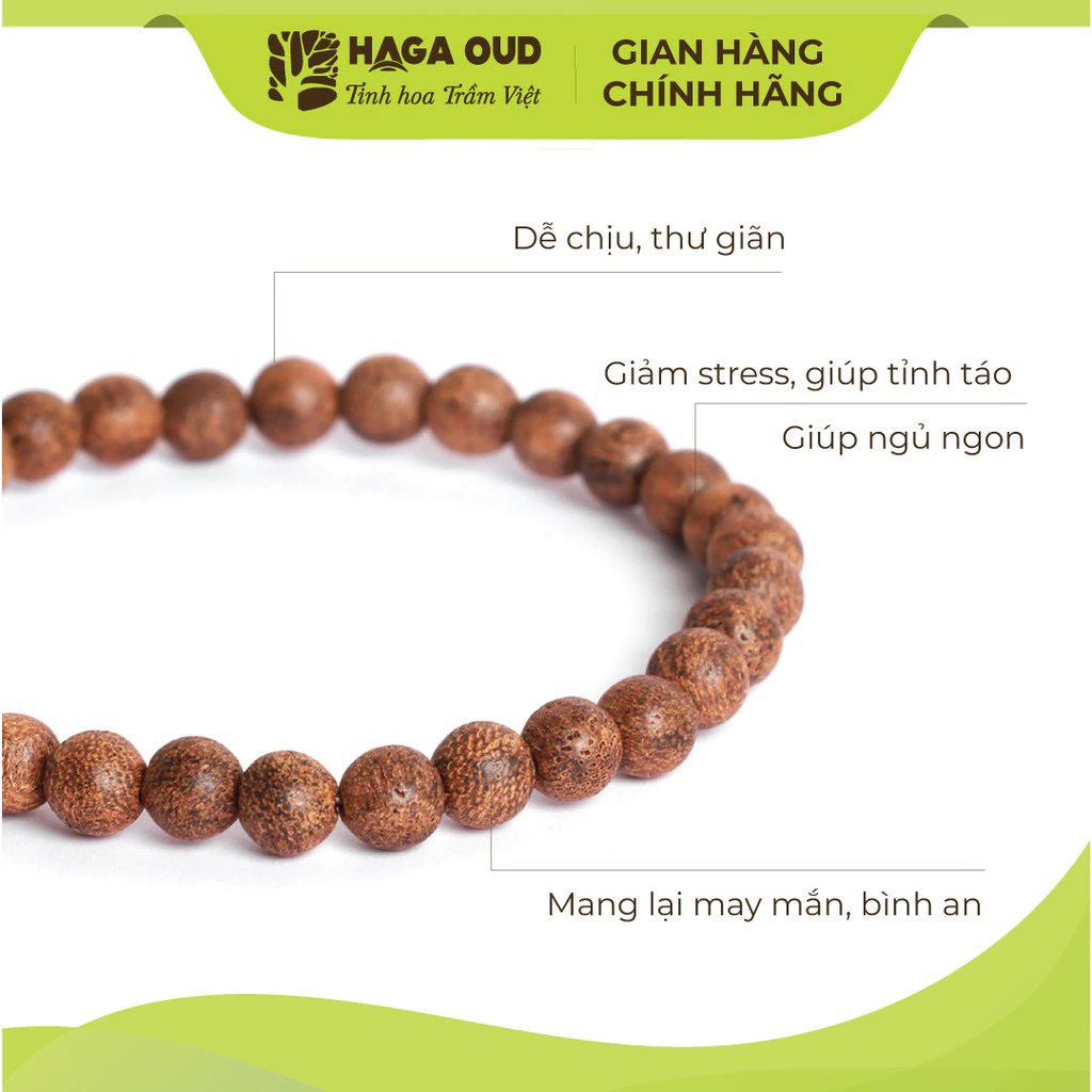 HAGAプレミアム沈香ブレスレット 濃茶色 - 本物の沈香100%使用、甘く深い香りで邪気を払い、金運・幸運を呼び込む - 6mm/8mm