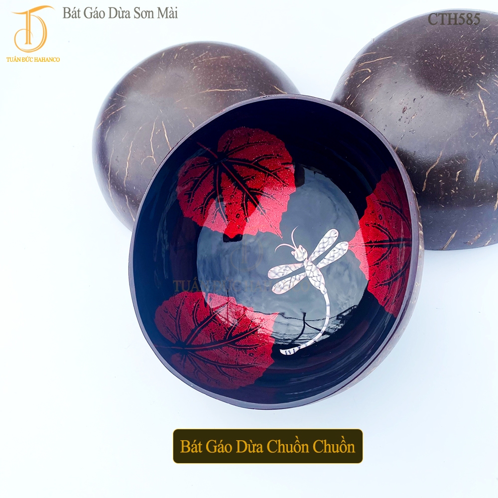 HAHANCO Dragonfly Collection ココナッツシェル漆器ボウル 手作り高級工芸品 直径15cm HAHANCO