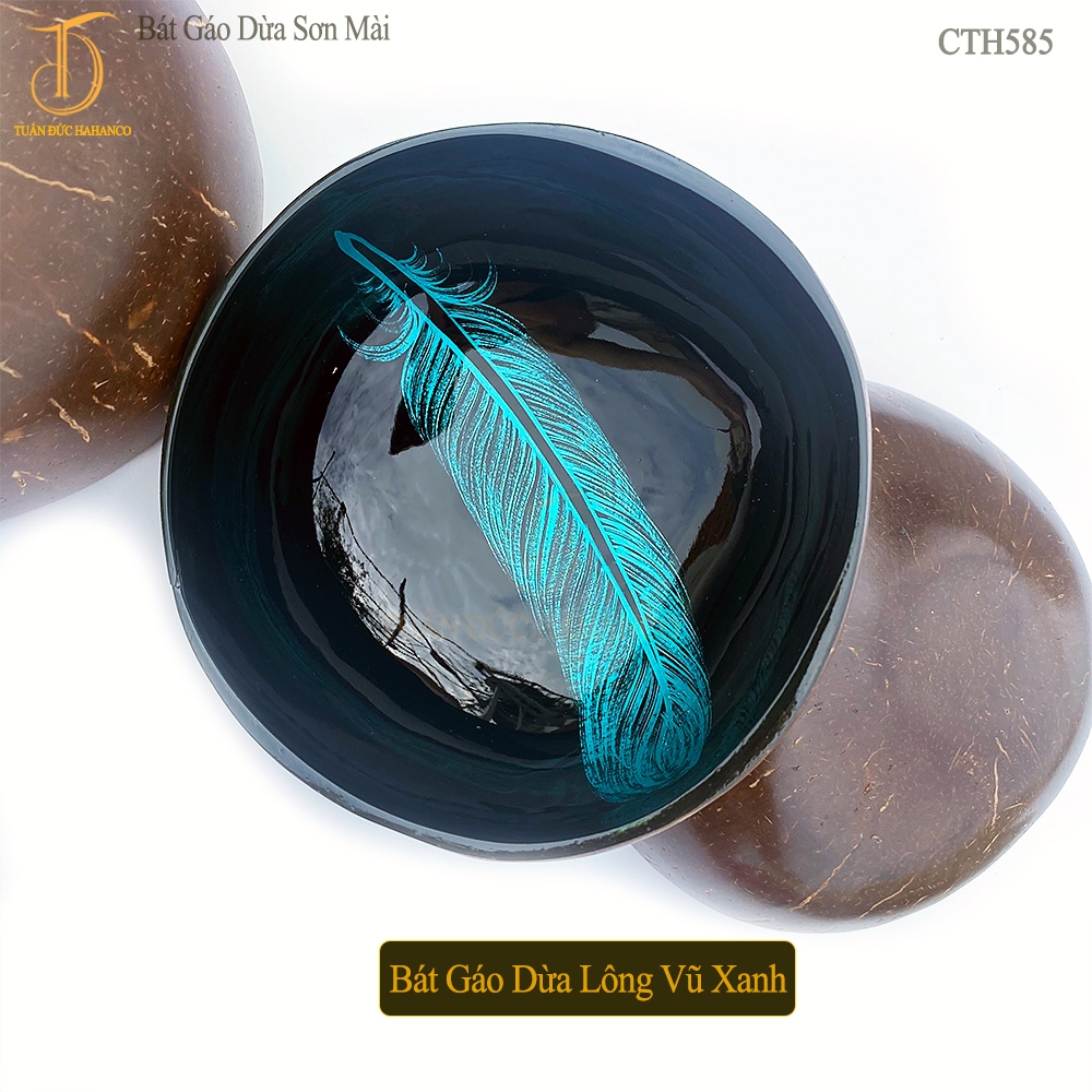 HAHANCO Feather Collection ココナッツシェル漆器ボウル 手作り高級 直径15cm HAHANCO