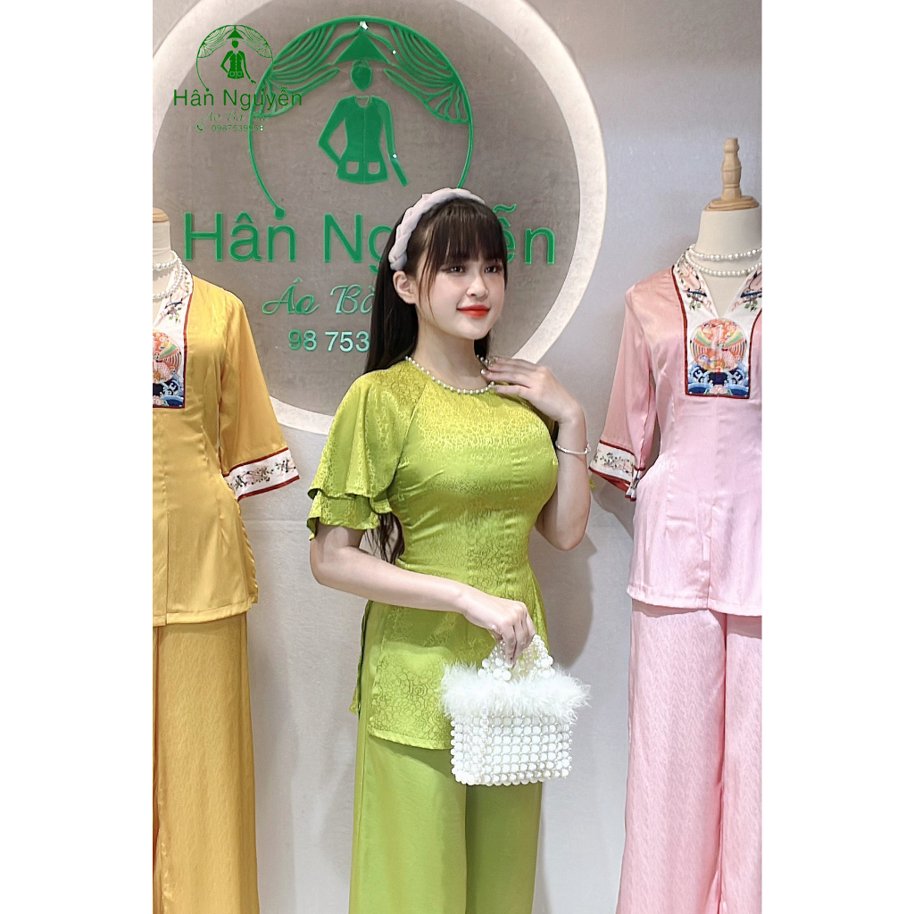 ハンニュイェン ベトナム伝統 バーバー セット 絹混紡生地 S-XL ハンニュイェン
