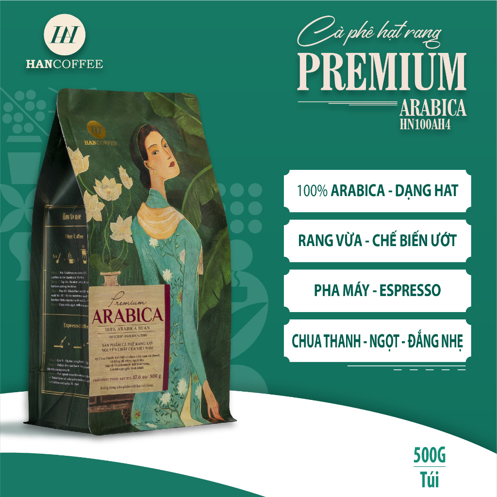 HANCOFEE プレミアムコーヒー豆 アラビカ種100％ エスプレッソ 深煎り 500g