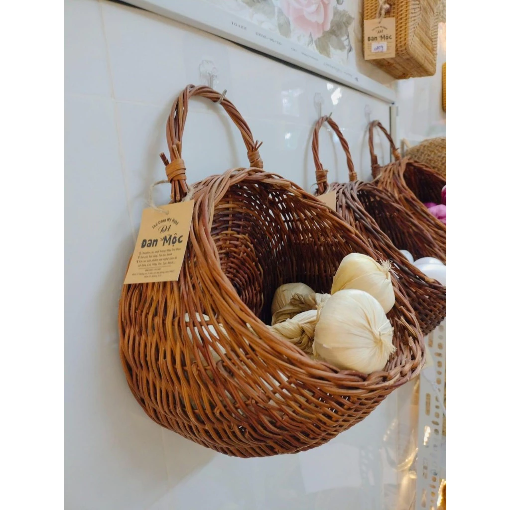 手編み天然素材マルチバスケット（ブラウン） - ランドリー、鉢カバー、収納に