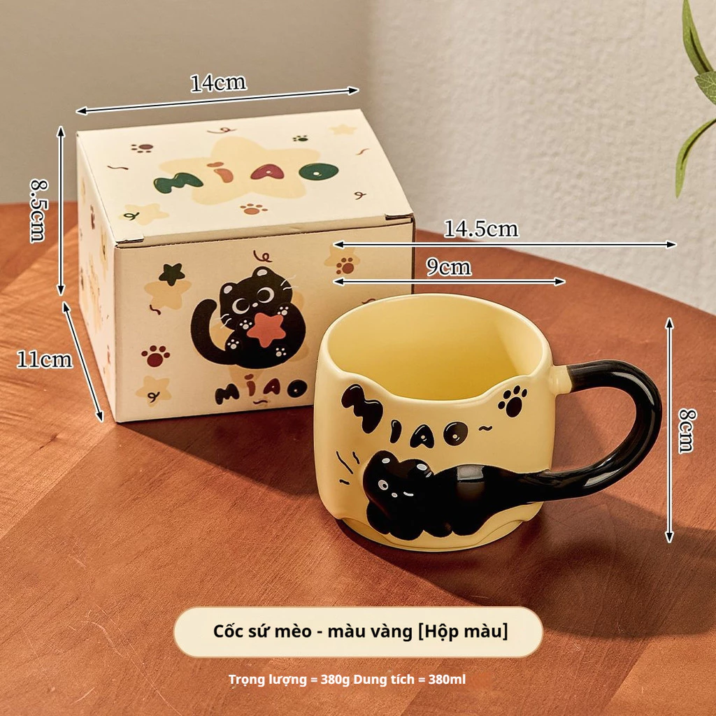 「癒し猫カップル」高級ボーンチャイナ マグカップ 380ml 夫婦・恋人への贈り物 オフィス/おうち時間に