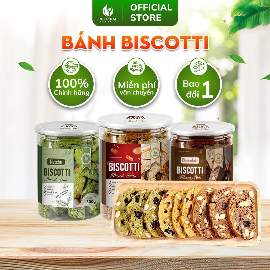 ヘルシー全粒粉ビスコッティ【選べる3種：伝統, 抹茶, チョコ】スーパーシードたっぷり！栄養満点ベトナム産おやつ | Viet Thai Organic