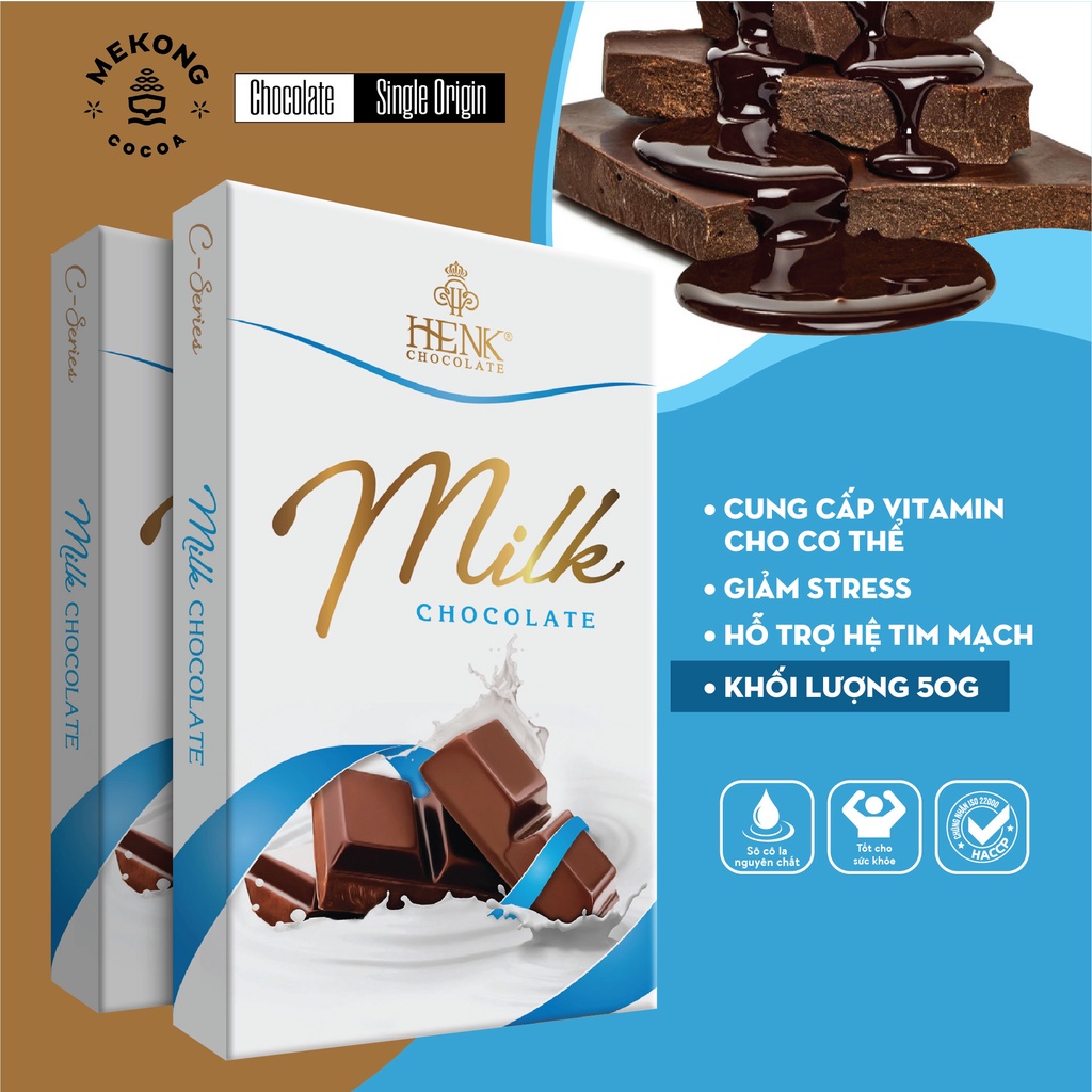 ミルクチョコレートバー 37%ココアパウダー入 マイルドな甘さ 50g HENK MEKONG