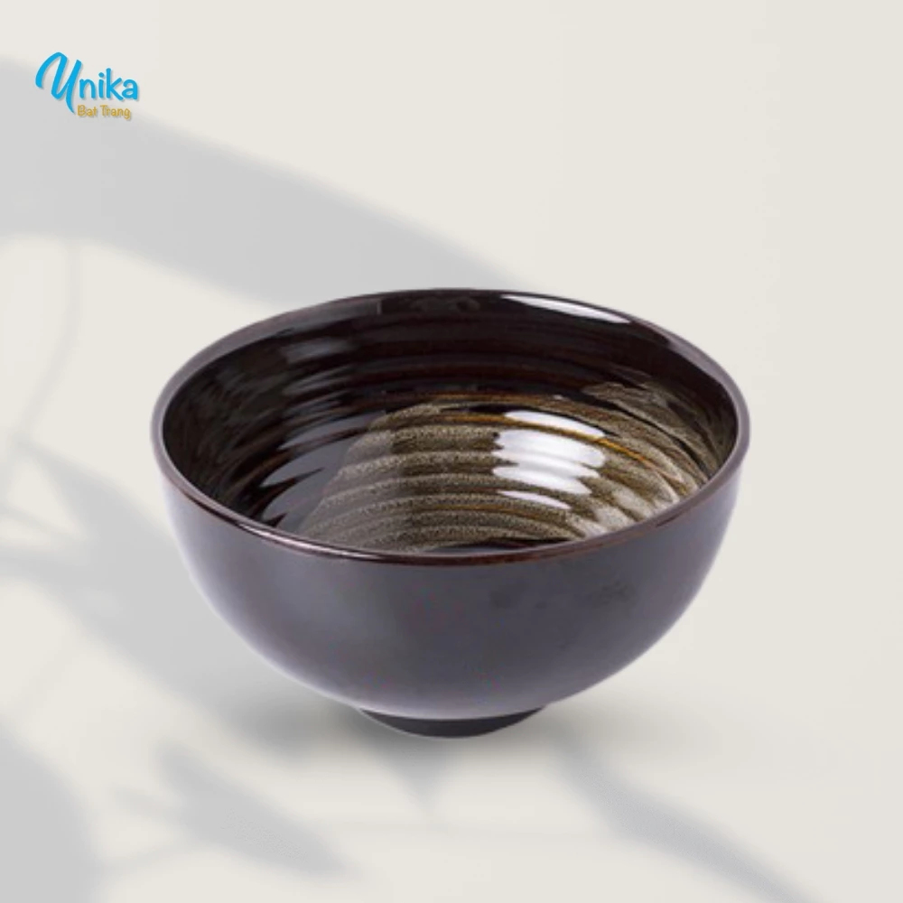 17cm 径 x 9cm 高 甕色 窯変釉 深鉢 - 高級バッチャン焼 カップ型 和風陶器ボウル