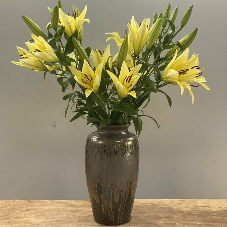 バッチャン焼き(陶器) の花瓶 高さ30cm 茶色