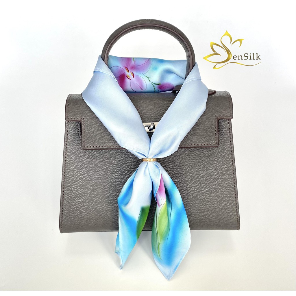 SenSilk シルクスカーフ 水色 55x55cm