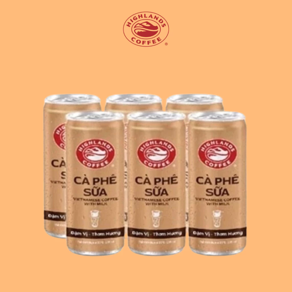 ハイランズコーヒー ベトナム 缶入りミルクコーヒー 235ml×6缶パック - 本格カフェ体験を手軽に！