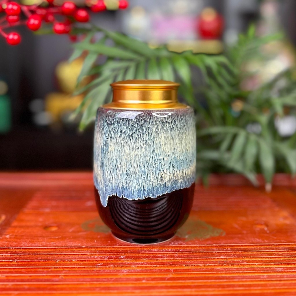 ホアビエンセラミックス フレイムグレーズ 茶壺 高級陶器製 密閉蓋付 300g ホアビエン