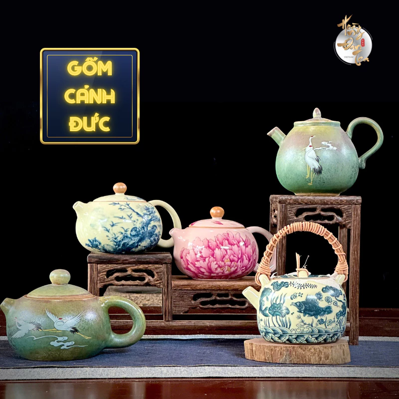 HOÀNG ĐAN TEA 景徳鎮製 高級陶磁器 茶器セット 急須 古典スタイル ギフトボックス入り