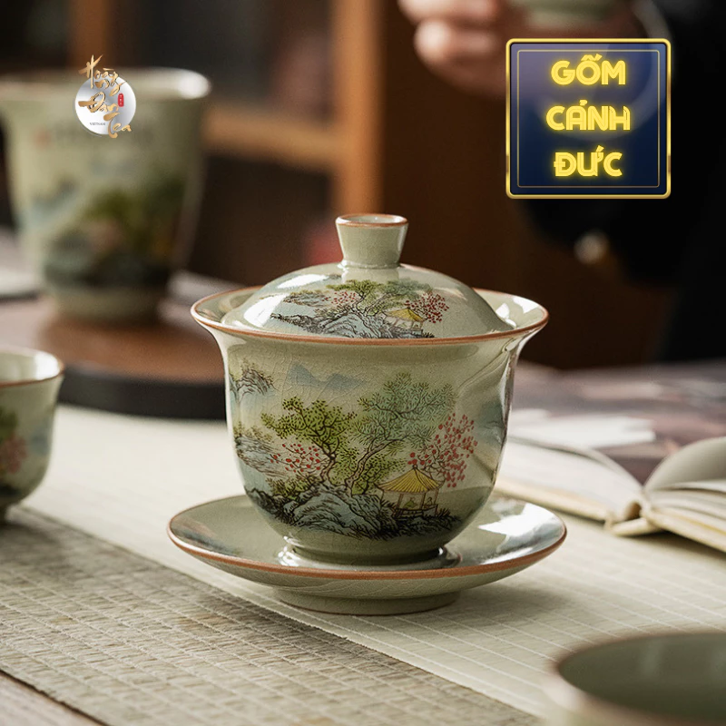 HOÀNG ĐAN TEA 景徳鎮 山水画茶杯 165ml - 主茶杯 茶道用 高級贈答品
