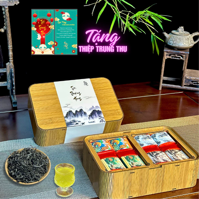 HOÀNG ĐAN TEA 中秋節特別ギフト：高級タイグエン茶＆シャン雪茶 木箱入り贈答品（法人向け）