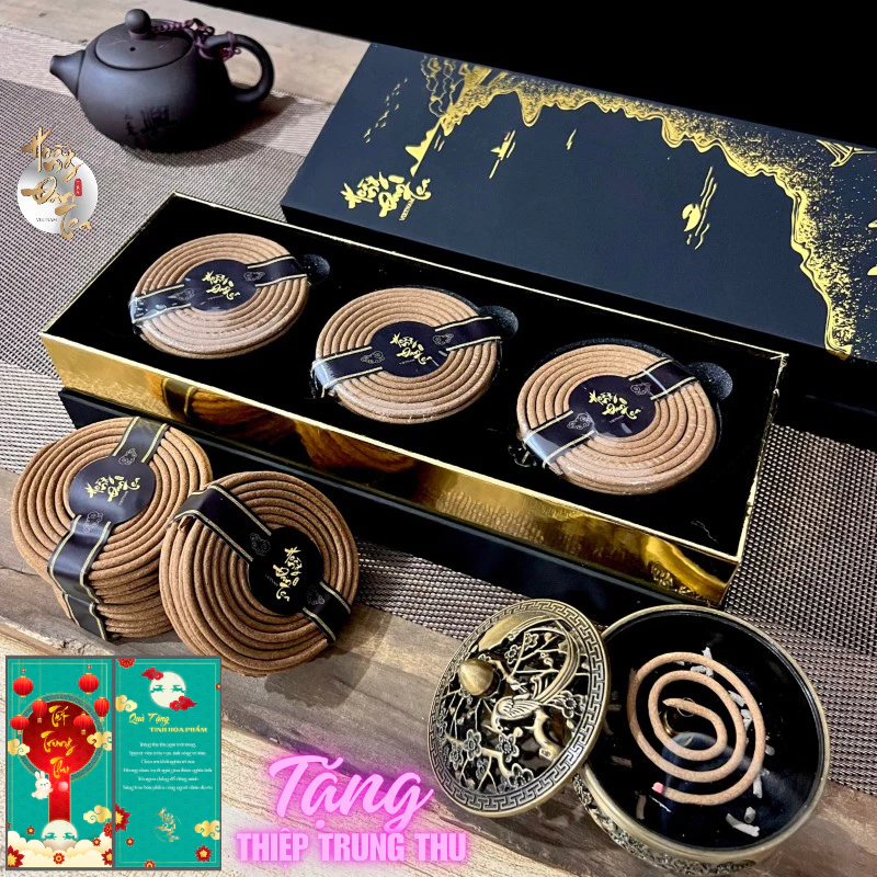 HOÀNG ĐAN TEA 極上沈香コイル線香 48巻セット【禅・瞑想・空間浄化に】天然沈香100% ベトナム産 お歳暮・お年賀ギフト