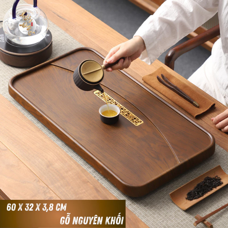 「HOÀNG ĐAN TEA」高級木製茶盤・茶道具トレイ - 茶道用茶器盆