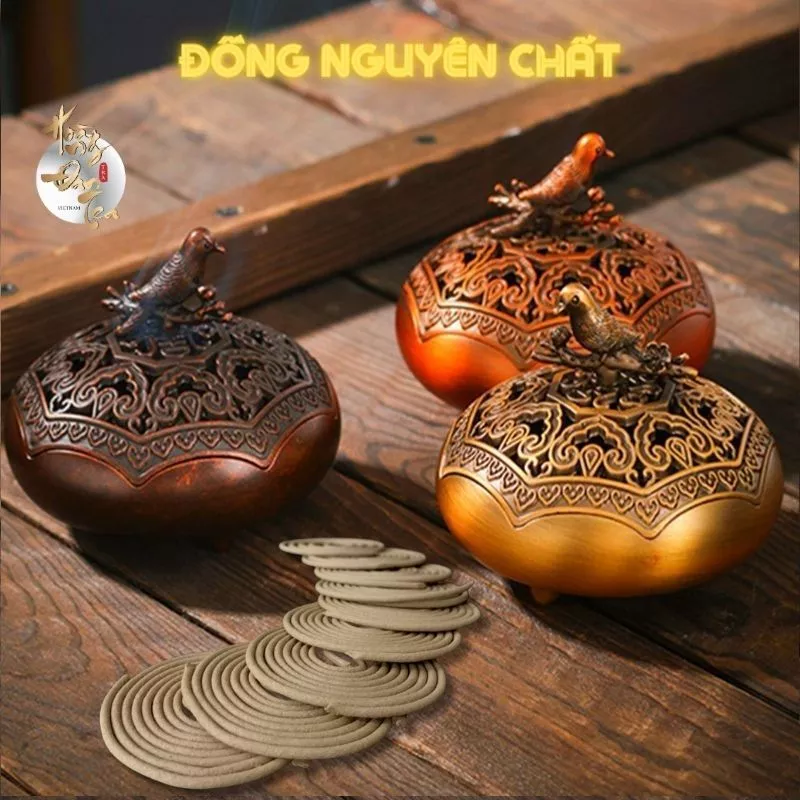 HOÀNG ĐAN TEA 純銅製 沈香香炉・線香立てボックス | 高品質アロマポット