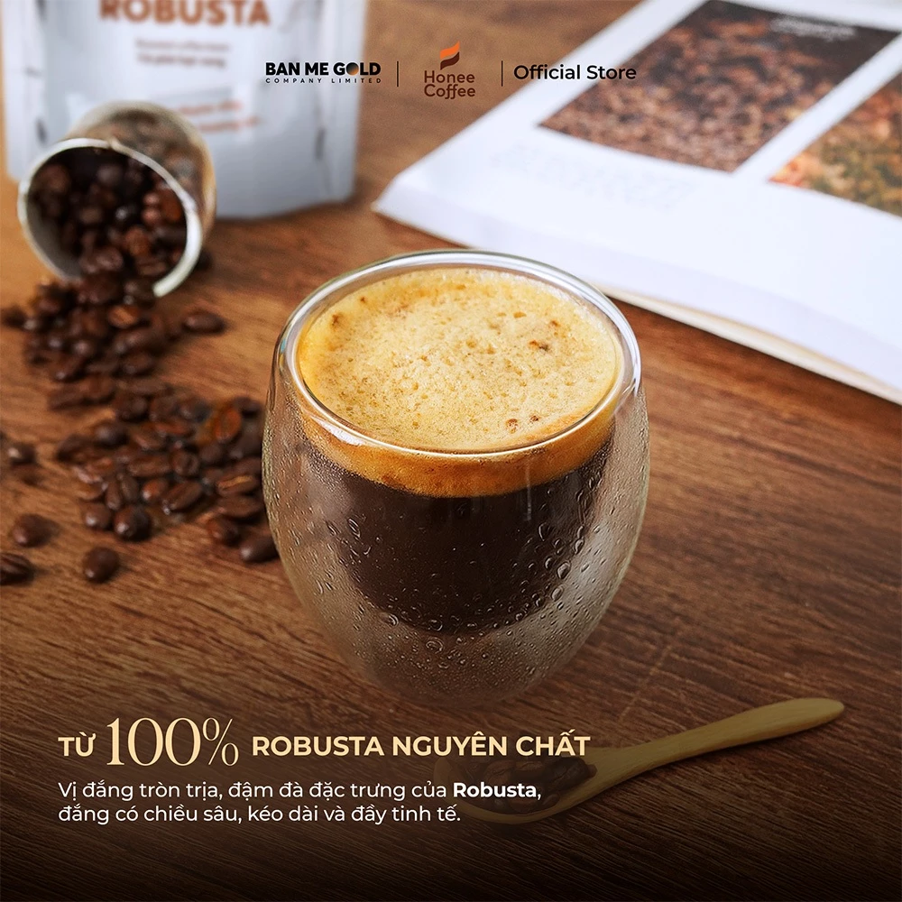 Honee Coffee ベトナム産 ロブスタ焙煎豆 500g - 純粋無添加プレミアム