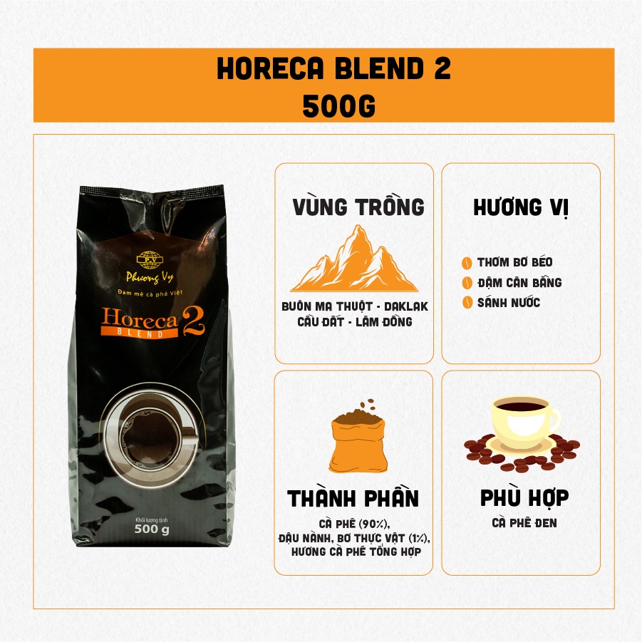 コーヒー豆 ブレンドローストトコーヒーHoreca Blend No.2 500g 風味豊か Phuong Vy Coffee