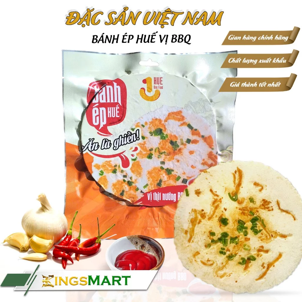 HUE ONE FOOD フエの押し焼き餅（バインエップ）BBQ豚肉風味スナック 40g