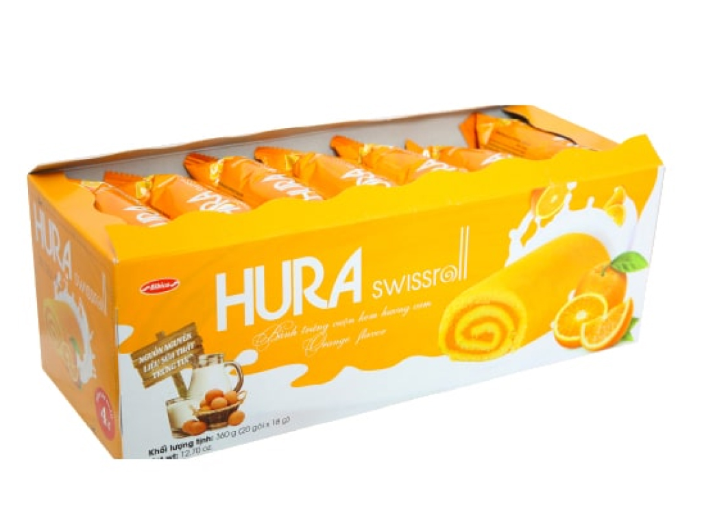 Hura (フーラ) オレンジクリーム スイスロール エッグロールケーキ 360g (20個入)