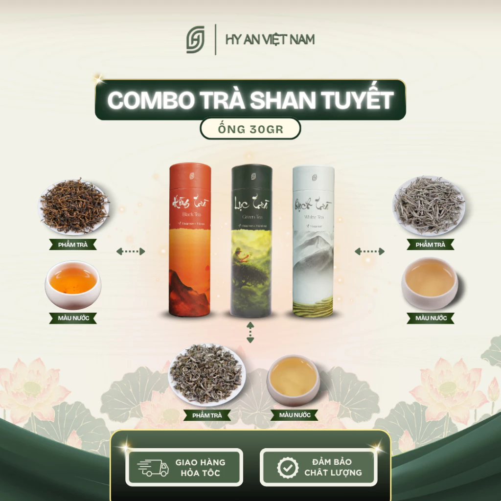 【ハイアン特選】ベトナム シャン雪茶3種コンボセット（オーガニック＆爽やか）- 30gチューブ x 3