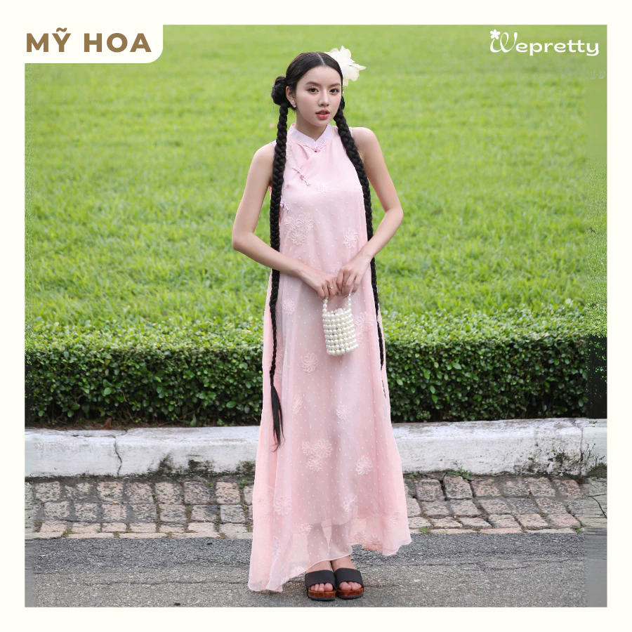 Wepretty 美花 (My Hoa) 花柄ロングチャイナドレス AH14 | エレガントな春の装い