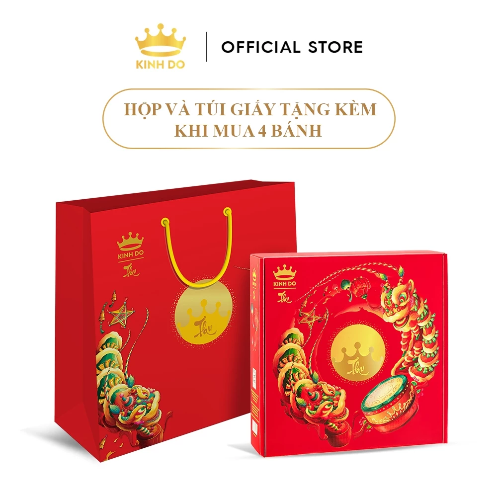 キン ドー 中秋節 減糖月餅「Sống Xanh」4種アソートボックス (ヘルシー3個 + 卵黄1個) - 伝統的なベトナムのお菓子
