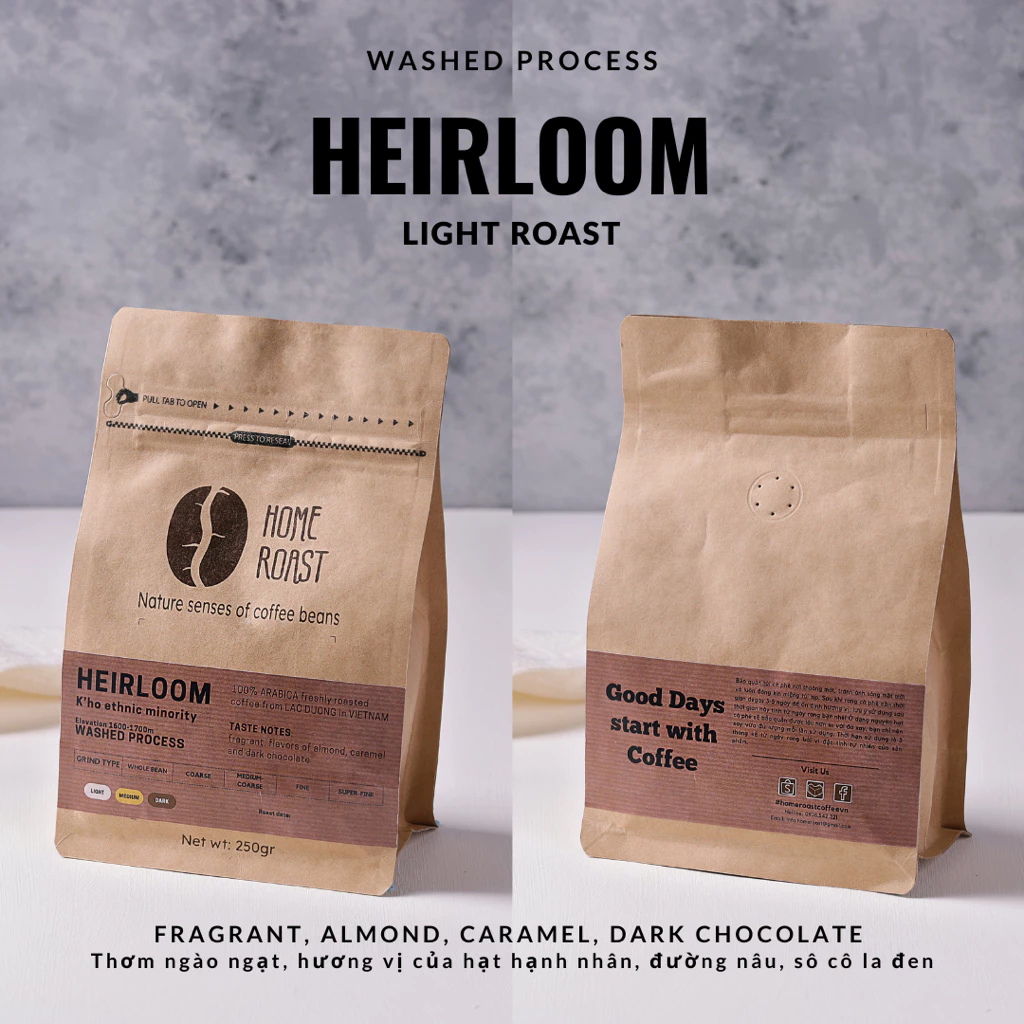 ベトナム ラクズオン産 Heirloomアラビカ 浅煎り ウォッシュド 中粗挽き スペシャルティコーヒー 250g