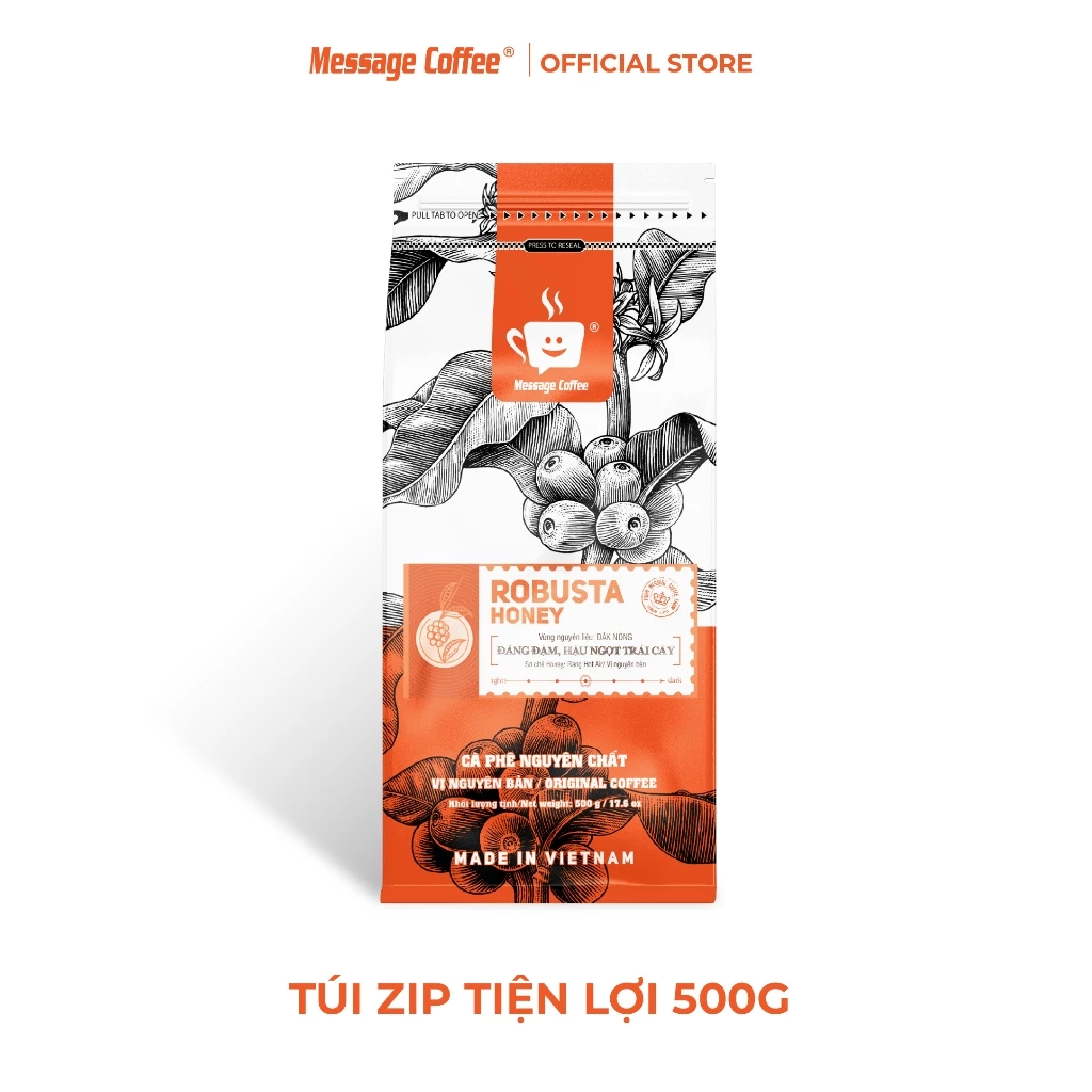 『Message Coffee』 ロブスタハニーコーヒー100% 微粉末 500g – 奥深い苦味と甘い余韻