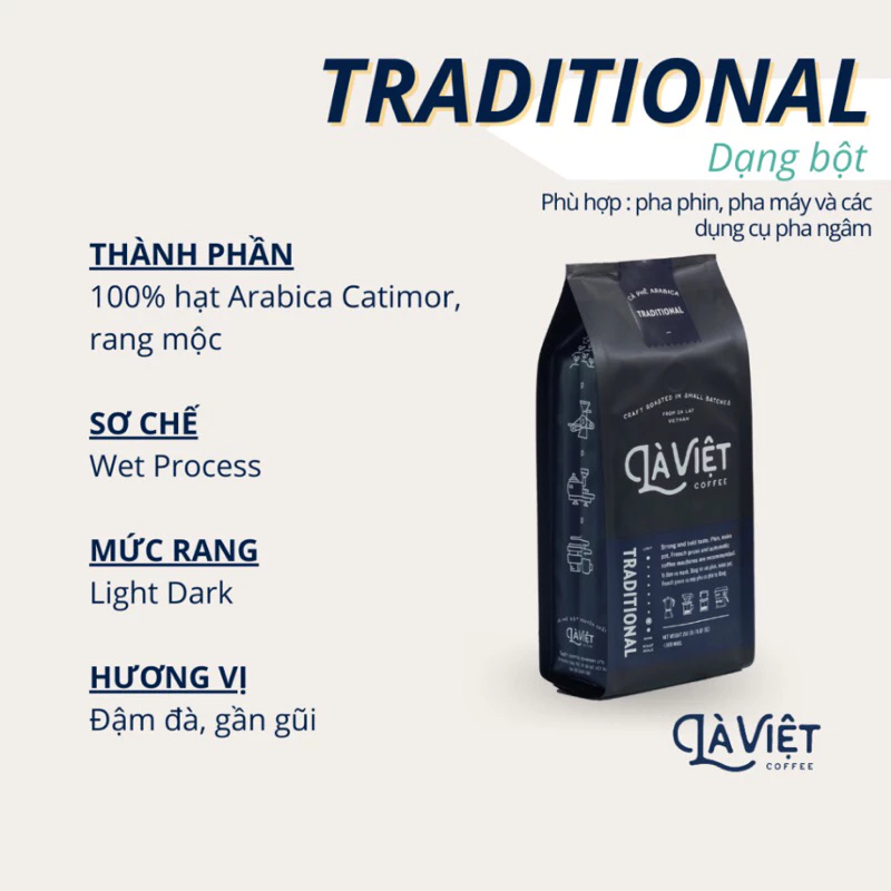 「LÀ VIỆT」伝統の味 100%アラビカ粉コーヒー 250g
