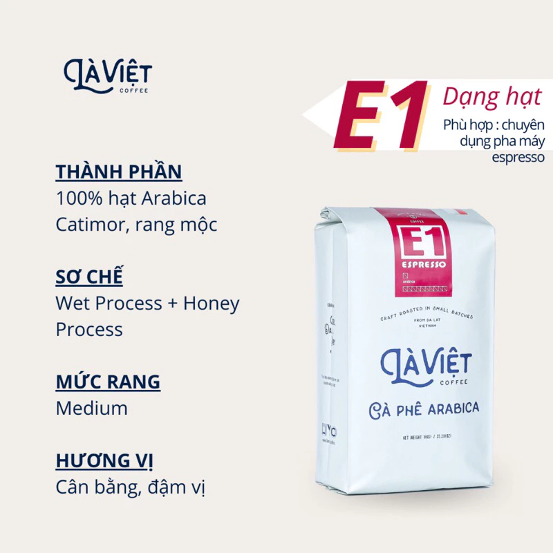 LÀ VIỆT E1 厳選アラビカ豆100% ホールビーンコーヒー 1kg バランスブレンド