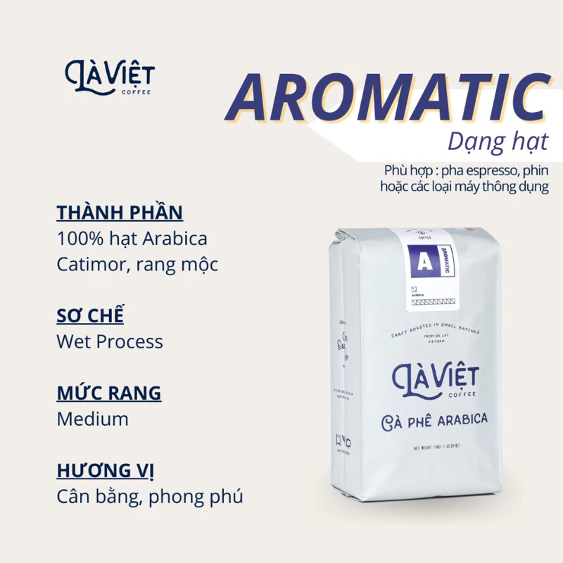 LÀ VIỆT (ラーヴィエット) アロマティック 100%アラビカ ホールビーンコーヒー 1kg 中煎り 絶妙なバランスと豊かな香り