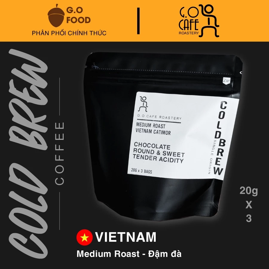 G.O Cafe Roastery ベトナム産カティモール コールドブリュー【GU ĐẬM ĐÀ (コク深い味わい)】フィルターバッグ 60g (20g×3袋)