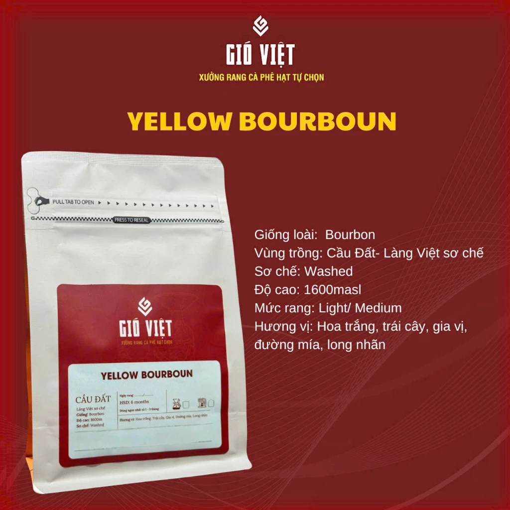 「Gió Việt Roaster」カウダット産アラビカ イエローブルボン ウォッシュド ライトロースト プアオーバー用コーヒー粉 250g