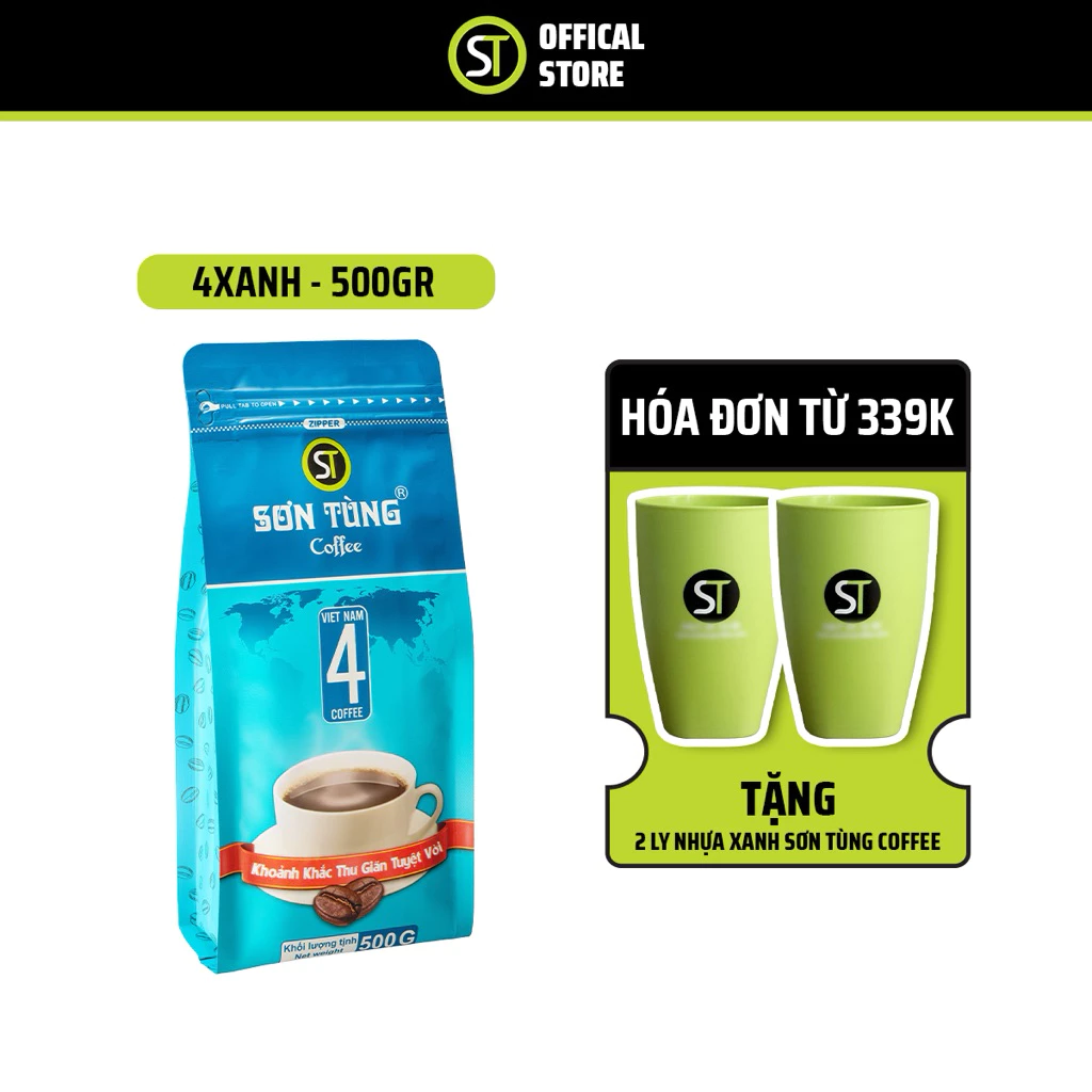 Sơn Tùngコーヒー 伝統ブレンド 挽き豆 No.4 グリーン 500g (フィンフィルター用)