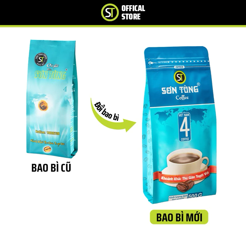Sơn Tùngコーヒー 伝統ブレンド 挽き豆 No.4 グリーン 500g (フィンフィルター用)
