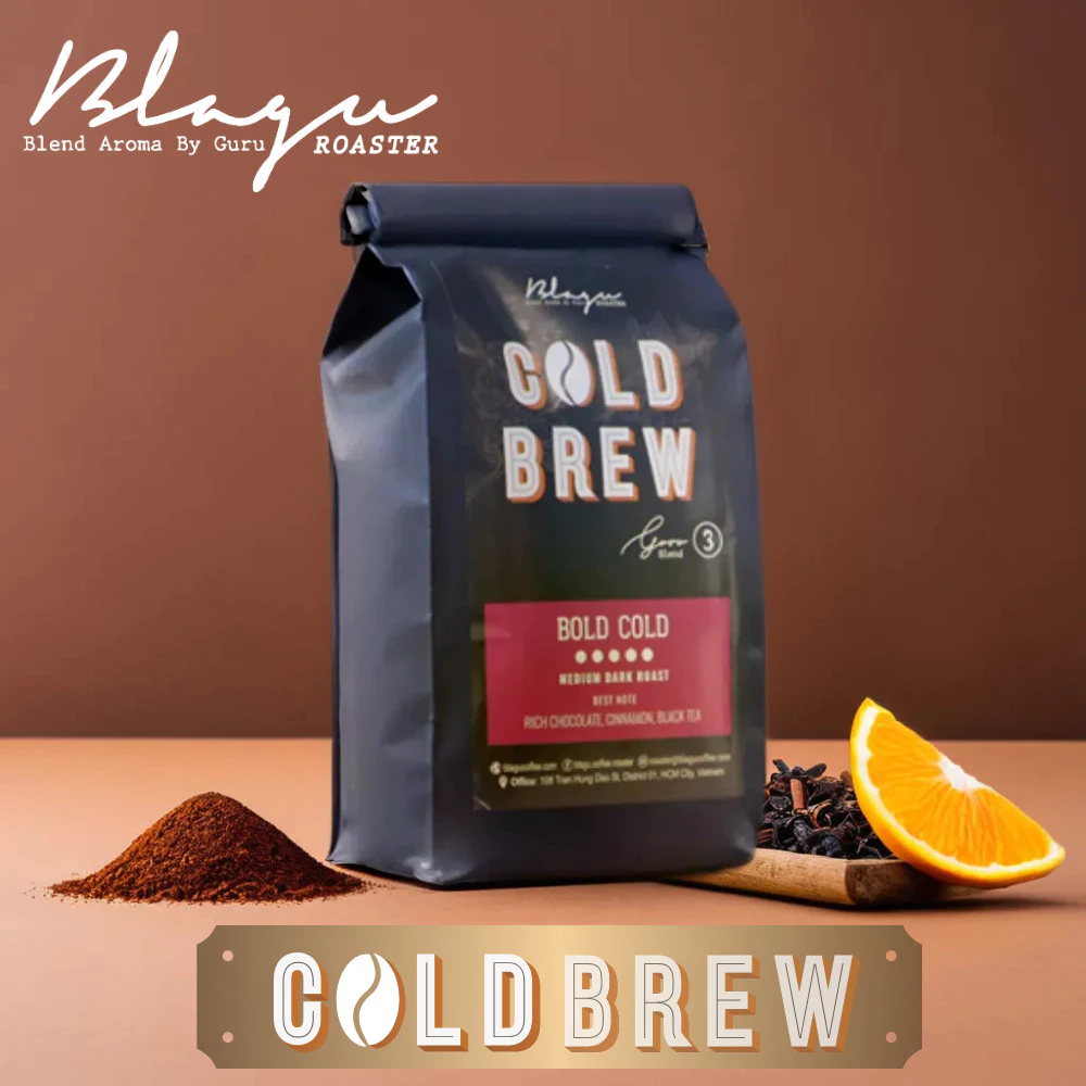Blagu グル 3ブレンド ボールドコールド コーヒー粉 - フィン用極細挽き - ダークロースト - 250g