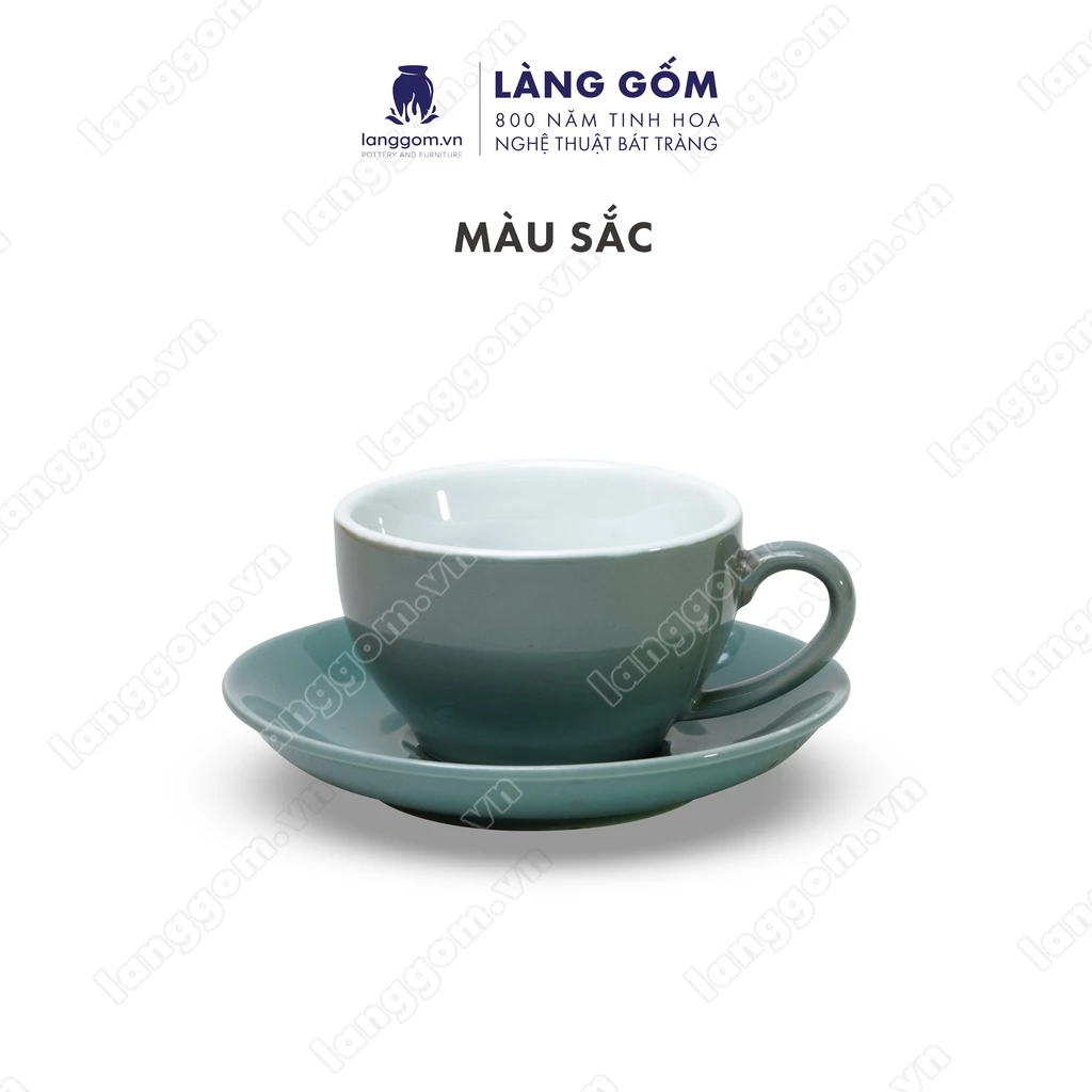「Làng Gốm」バッチャン焼き 高級陶磁器カップ＆ソーサー 220ml | カプチーノ・ティー・コーヒー用 多色展開