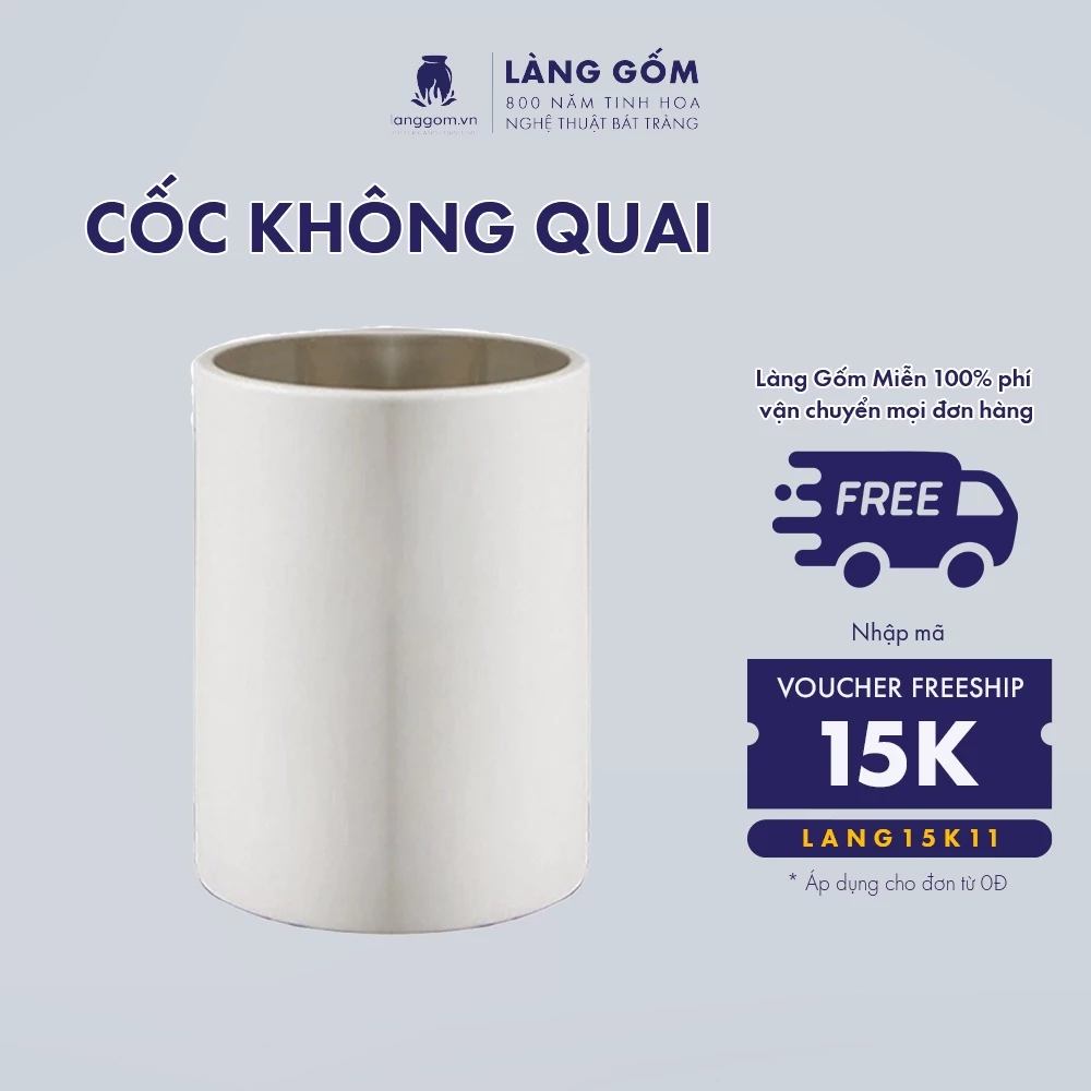 LÀNG GỐM バッチャン焼き 高級陶器 マグカップ ハンドルなし ベーシック 450ml マット釉薬 水・お茶・コーヒー用